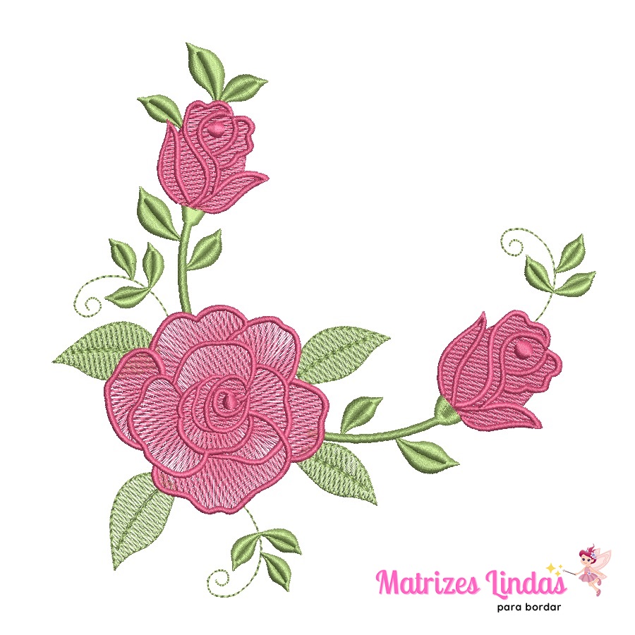 Matriz de bordado com uma rosa em tons de rosa